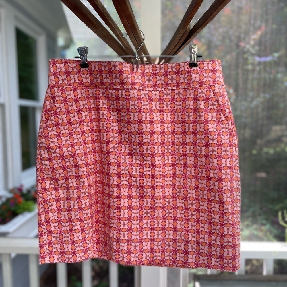 Talbots fun summer Print Pencil Skirt NWOT size 8 pink & orange